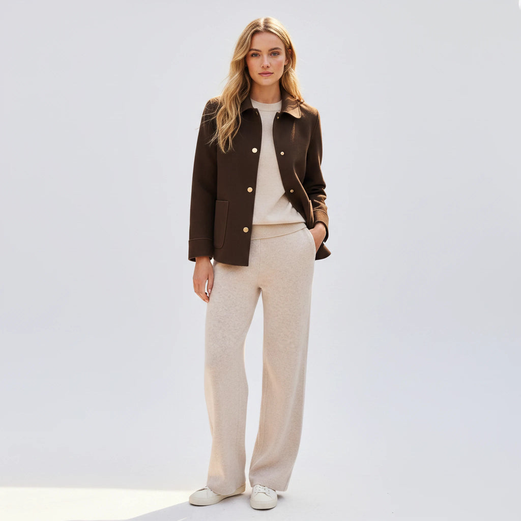 Cerelle - Hip-Length Notch-Lapel Coat