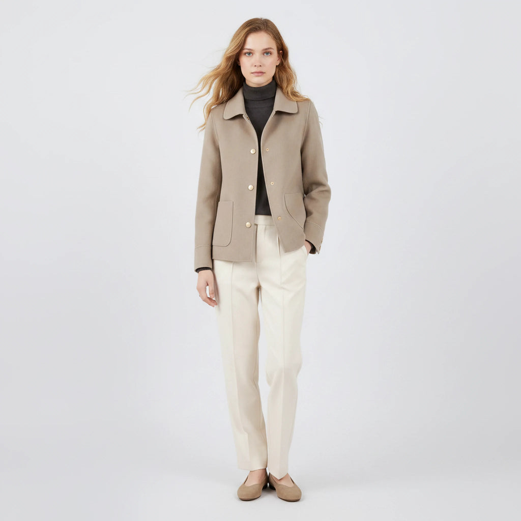 Cerelle - Hip-Length Notch-Lapel Coat