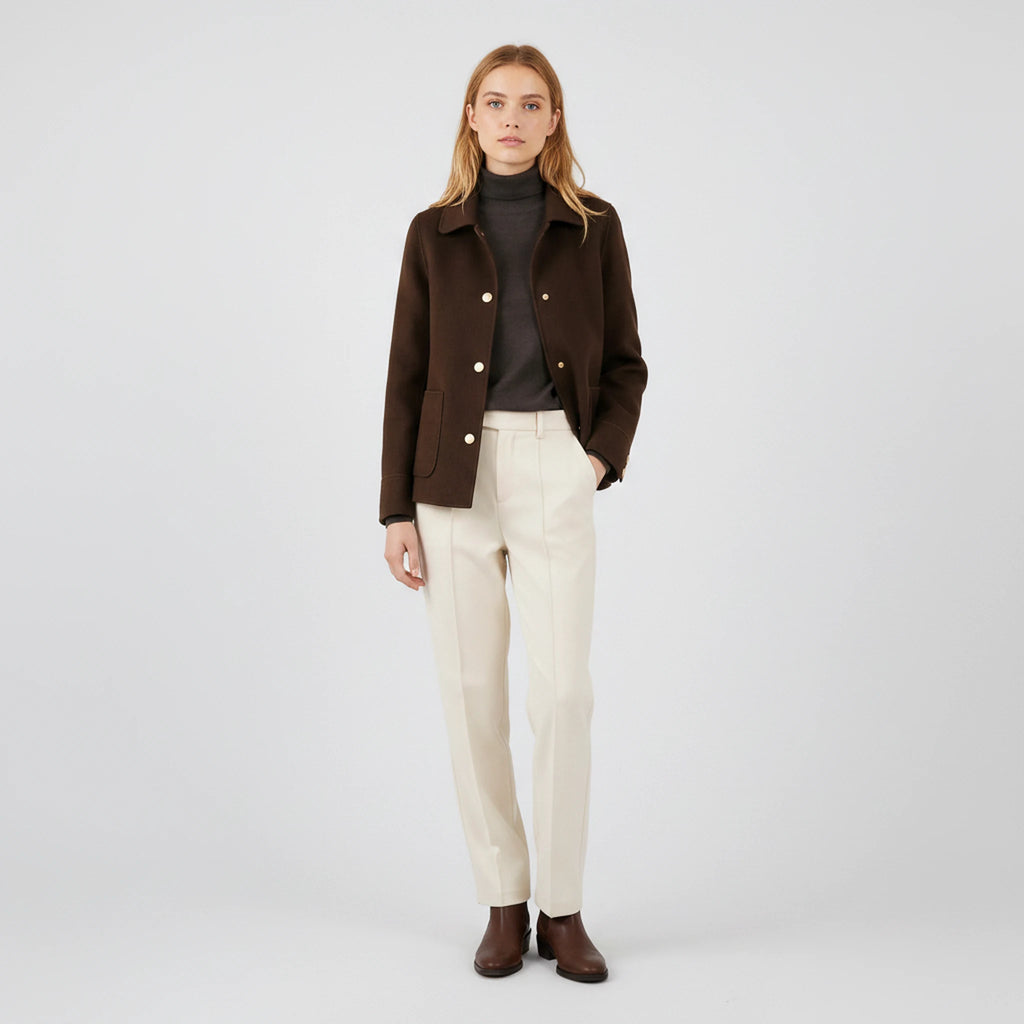Cerelle - Hip-Length Notch-Lapel Coat