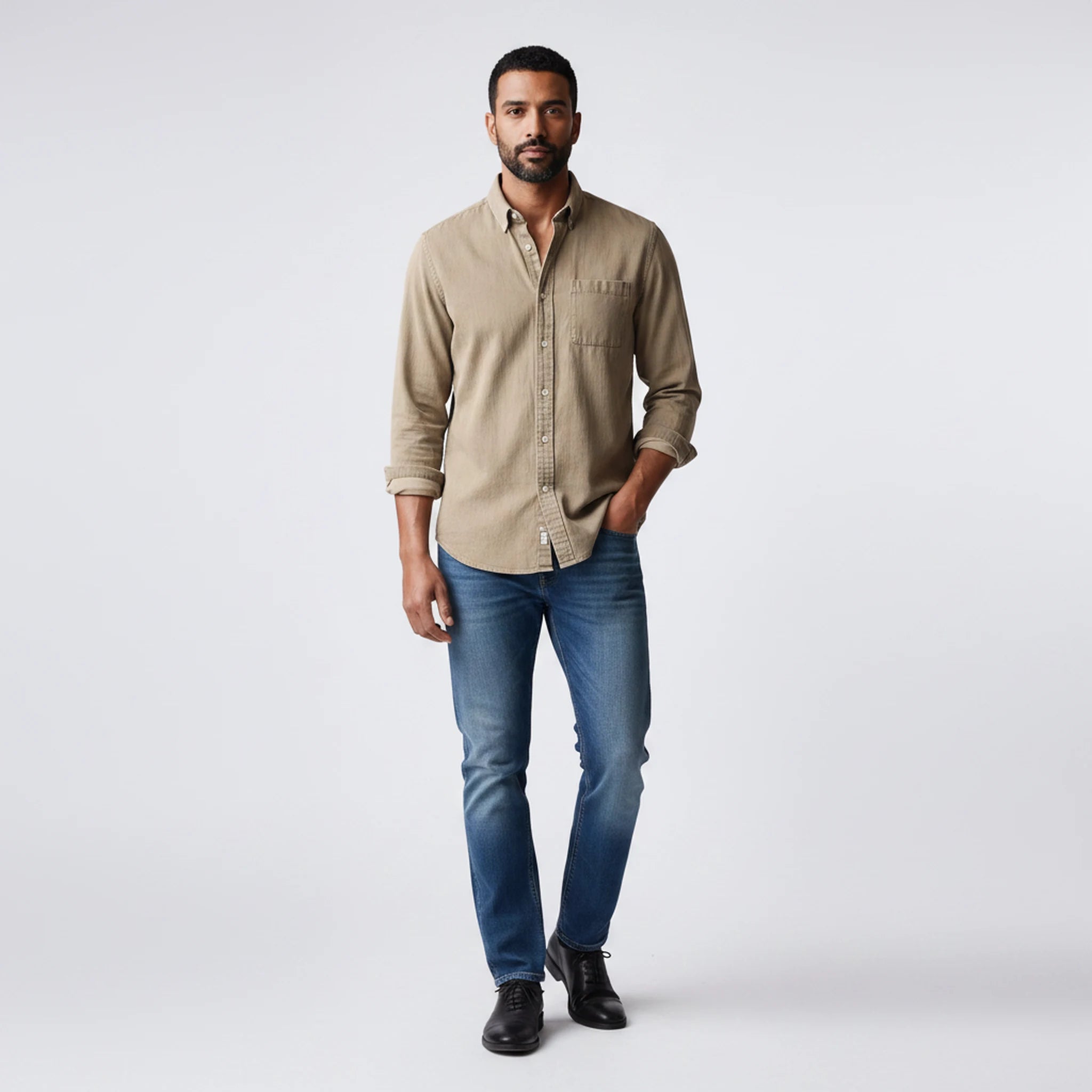 Corbin - Brushed Long-Sleeve Overshirt