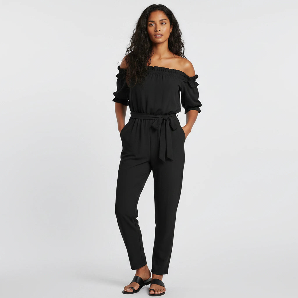 Delmare - Ruffle Off-Shoulder Wide-Leg Jumpsuit