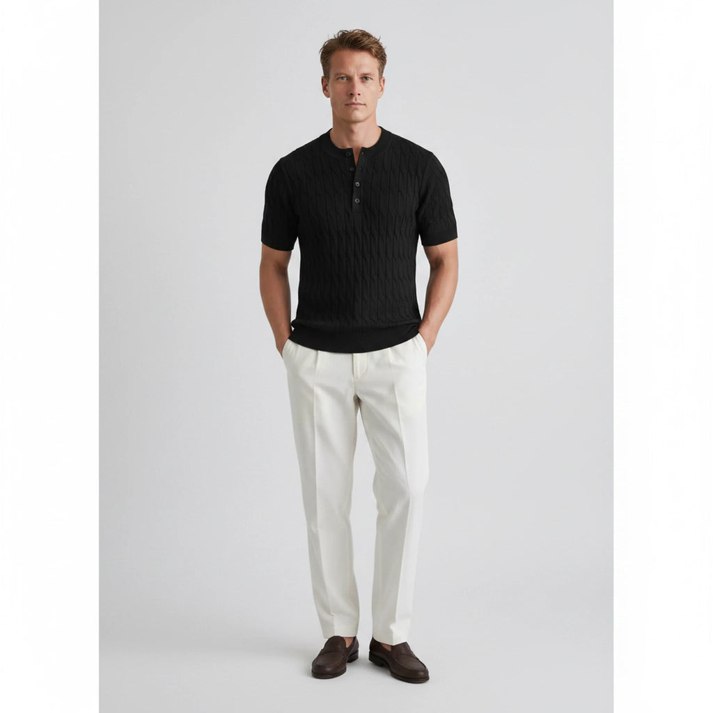 Halden - Waffle-Textured Short-Sleeve Henley