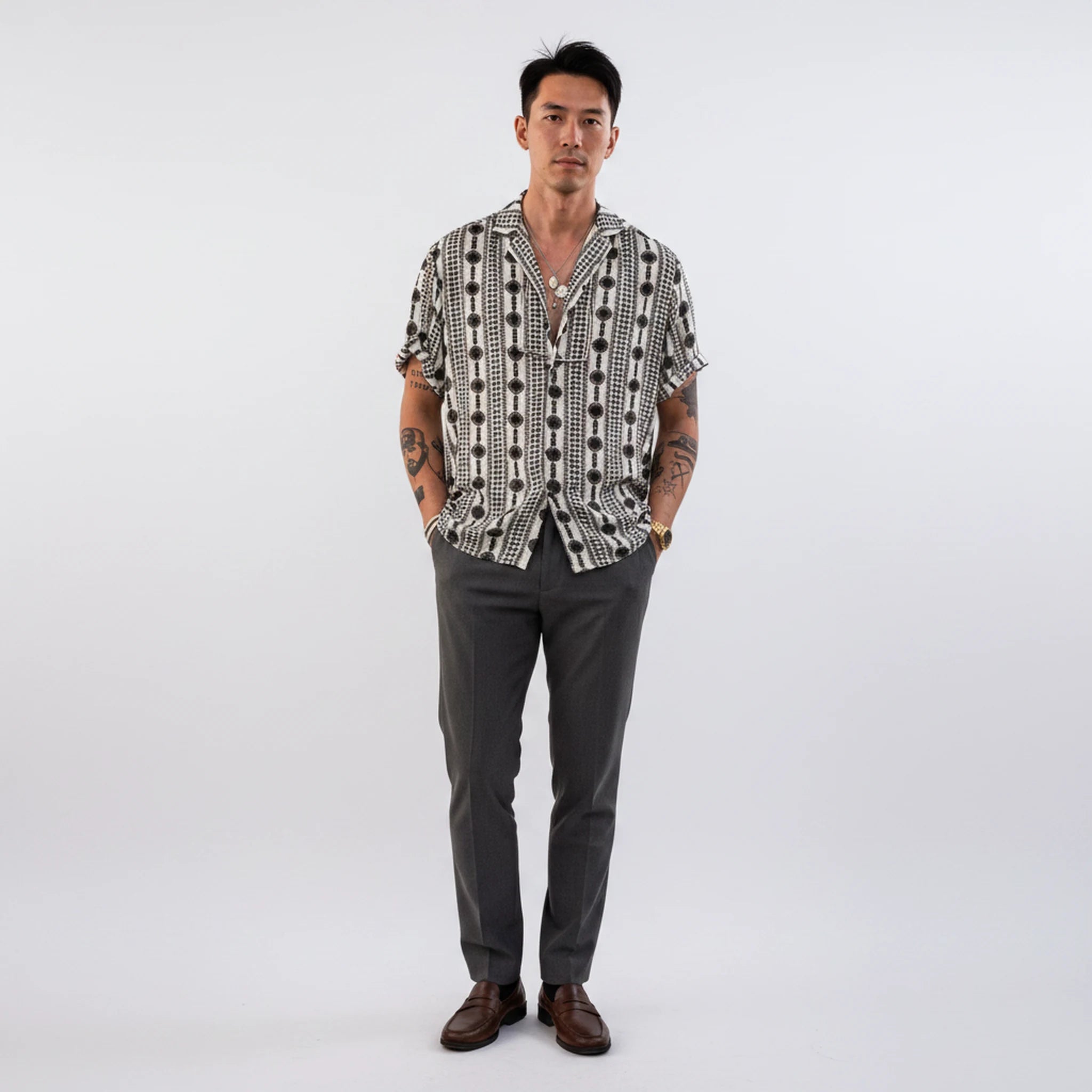 Kestrel - Geometric Print Camp-Collar Shirt