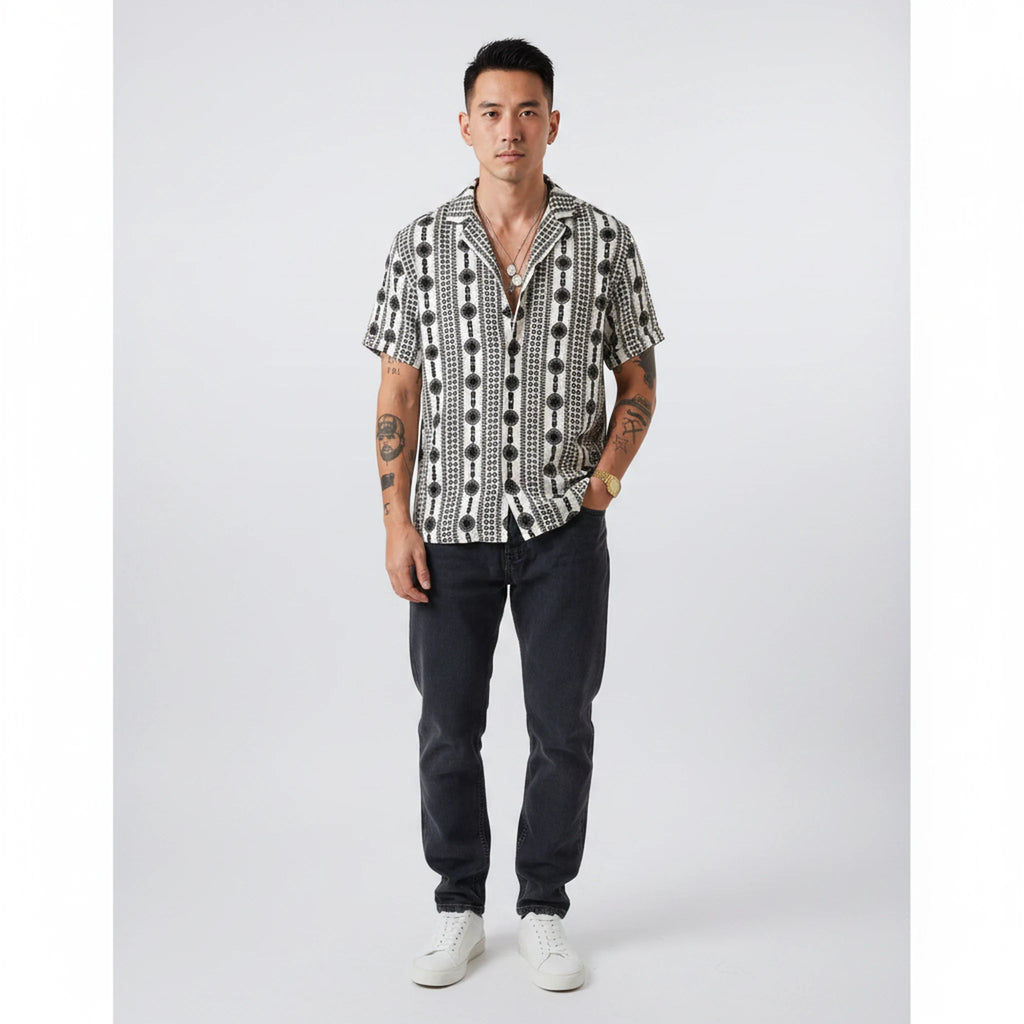 Kestrel - Geometric Print Camp-Collar Shirt