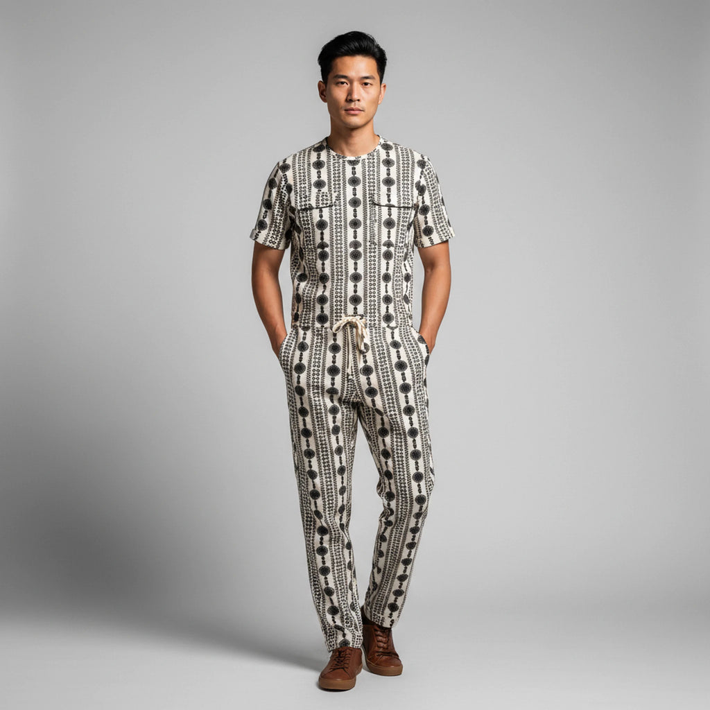 Kestrel - Geometric Print Camp-Collar Shirt