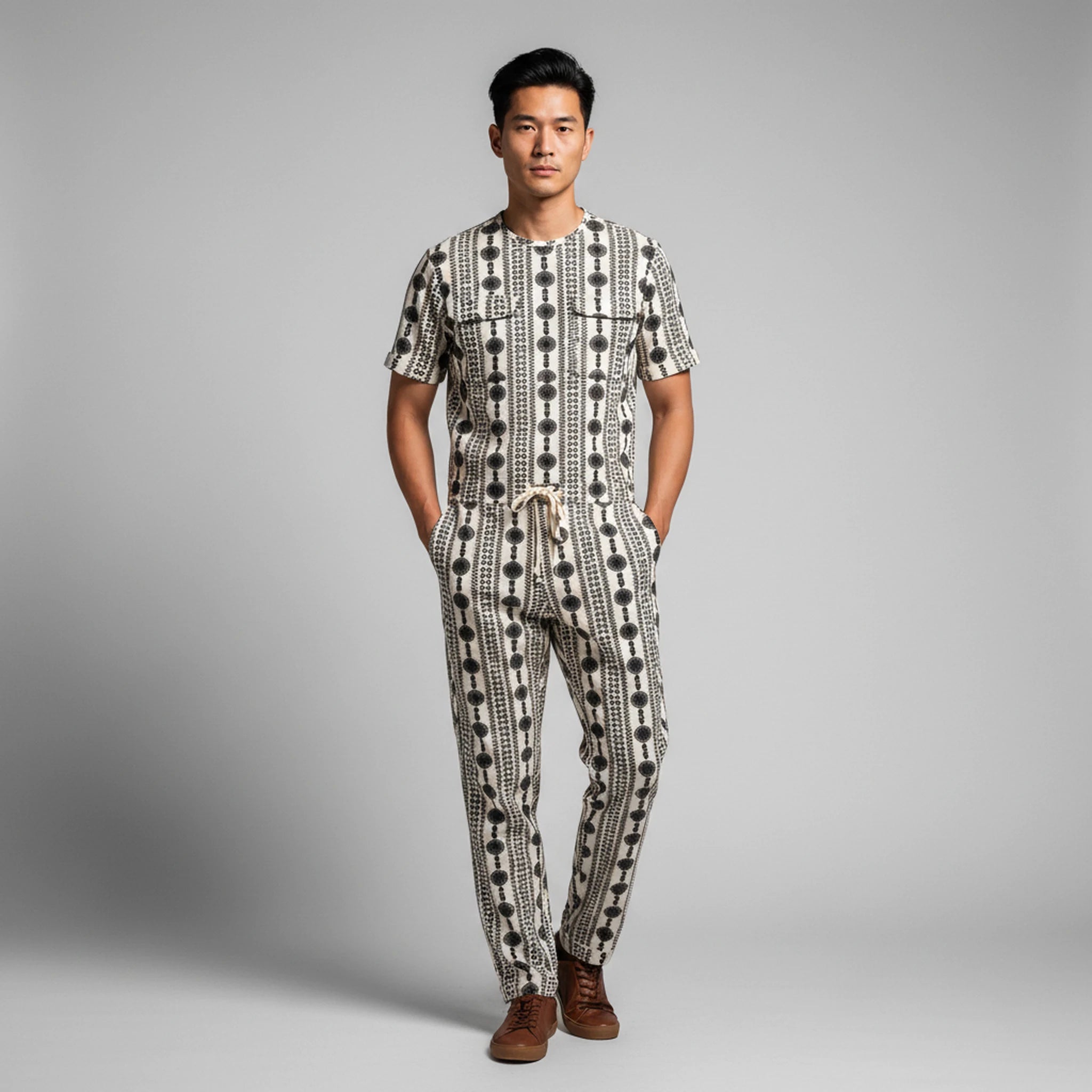 Kestrel - Geometric Print Camp-Collar Shirt