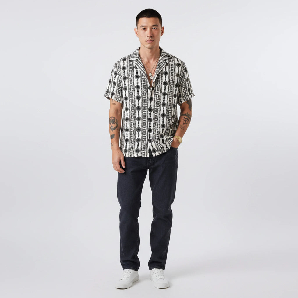 Kestrel - Geometric Print Camp-Collar Shirt