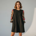 Mirelle - Tonal-Embroidered Bishop-Sleeve Dress