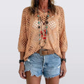Ondine - Openwork Pointelle Knit Top