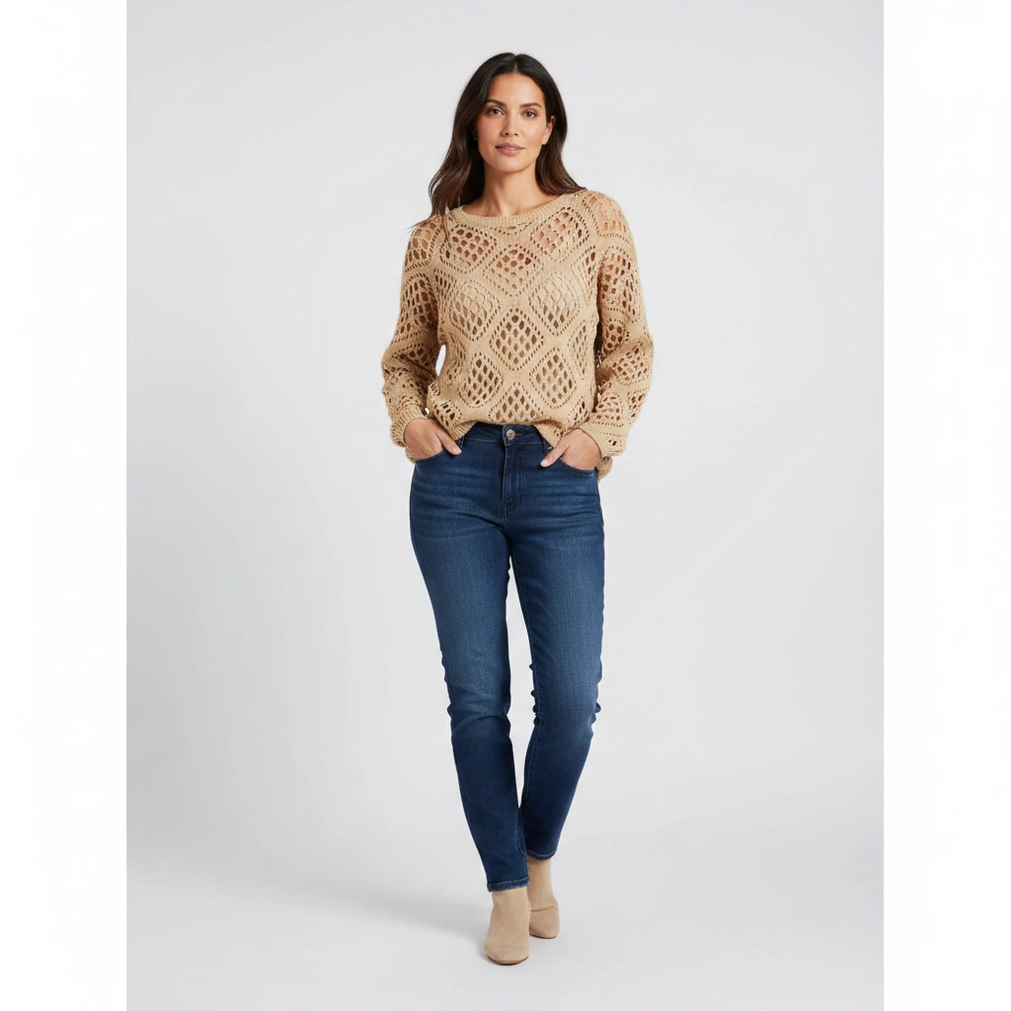 Ondine - Openwork Pointelle Knit Top