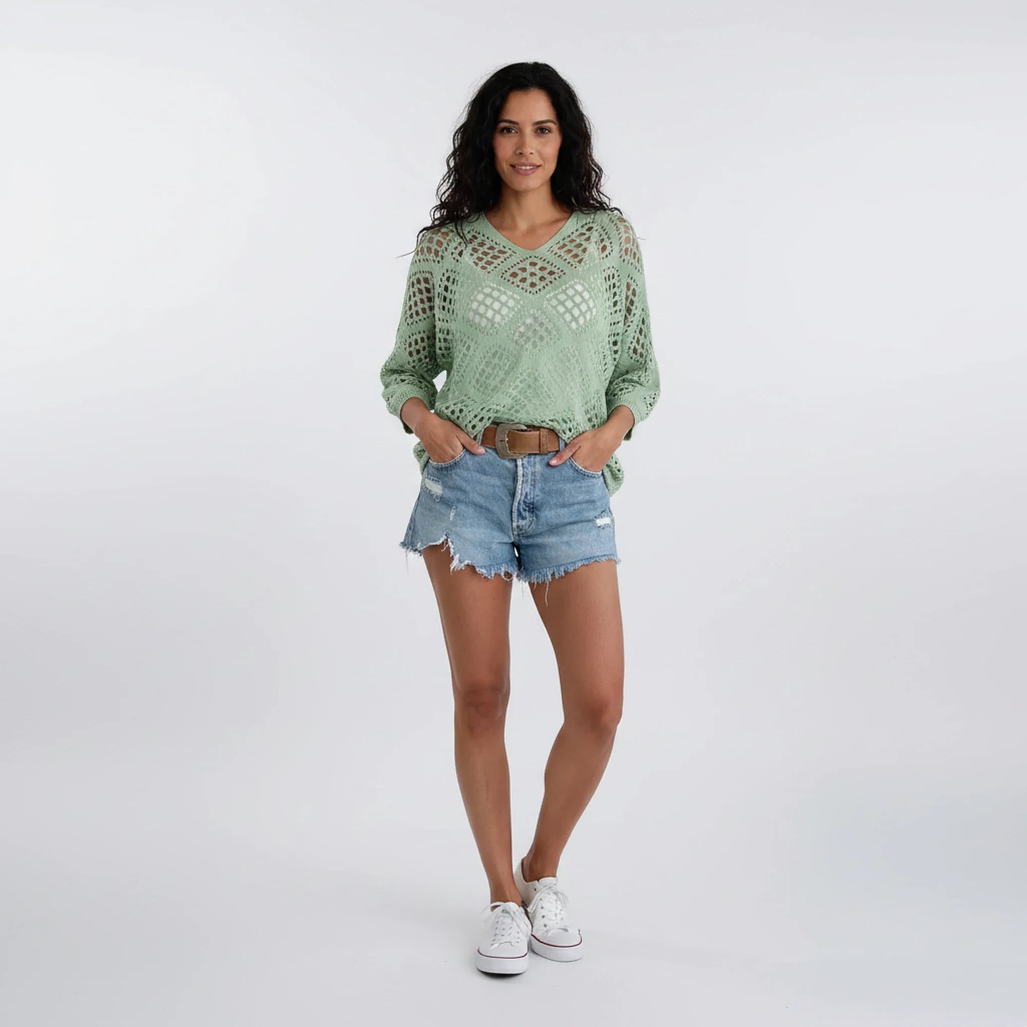 Ondine - Openwork Pointelle Knit Top
