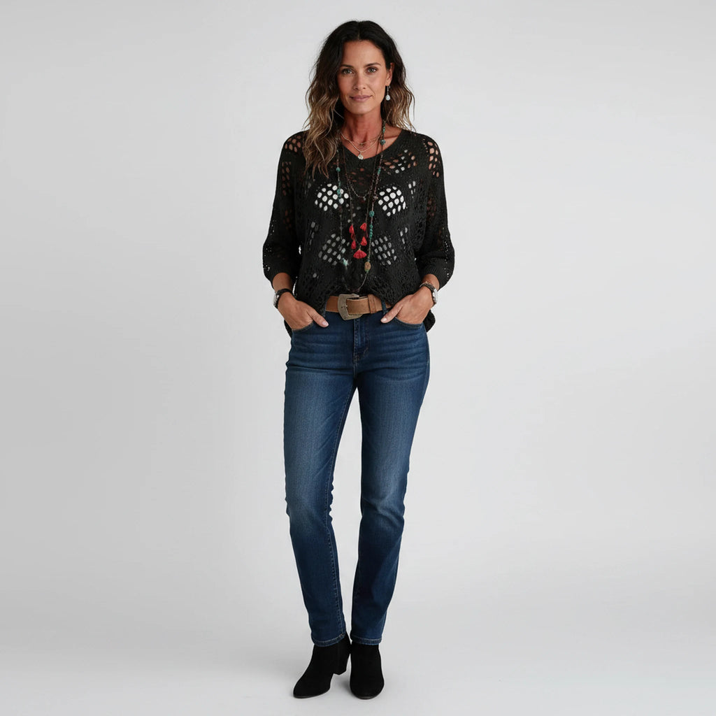 Ondine - Openwork Pointelle Knit Top