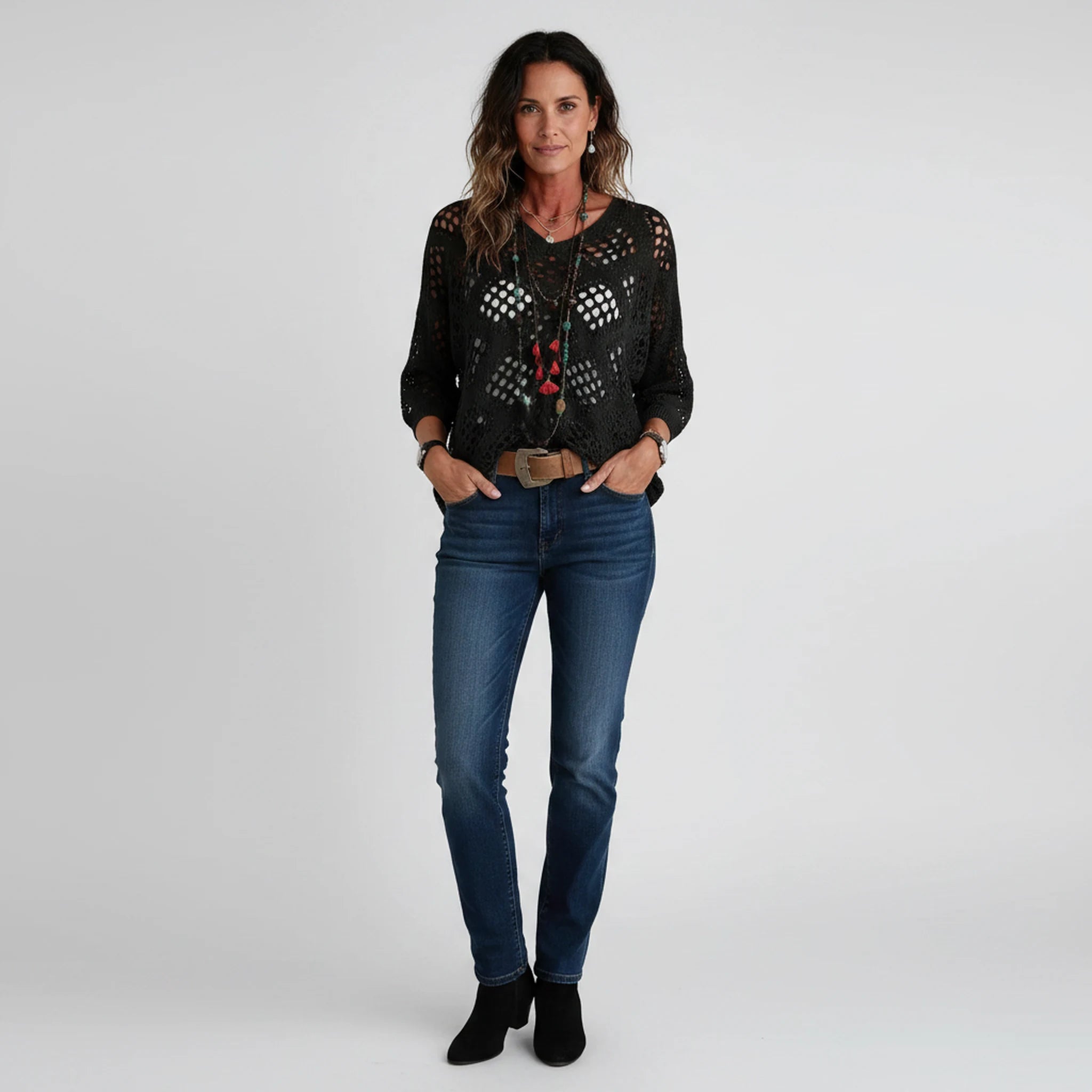 Ondine - Openwork Pointelle Knit Top