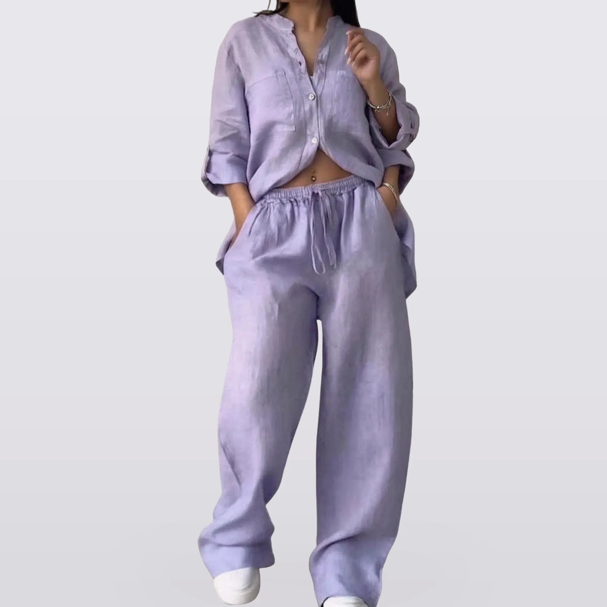 Palova - Short-Sleeve and Wide-Leg Lounge Set