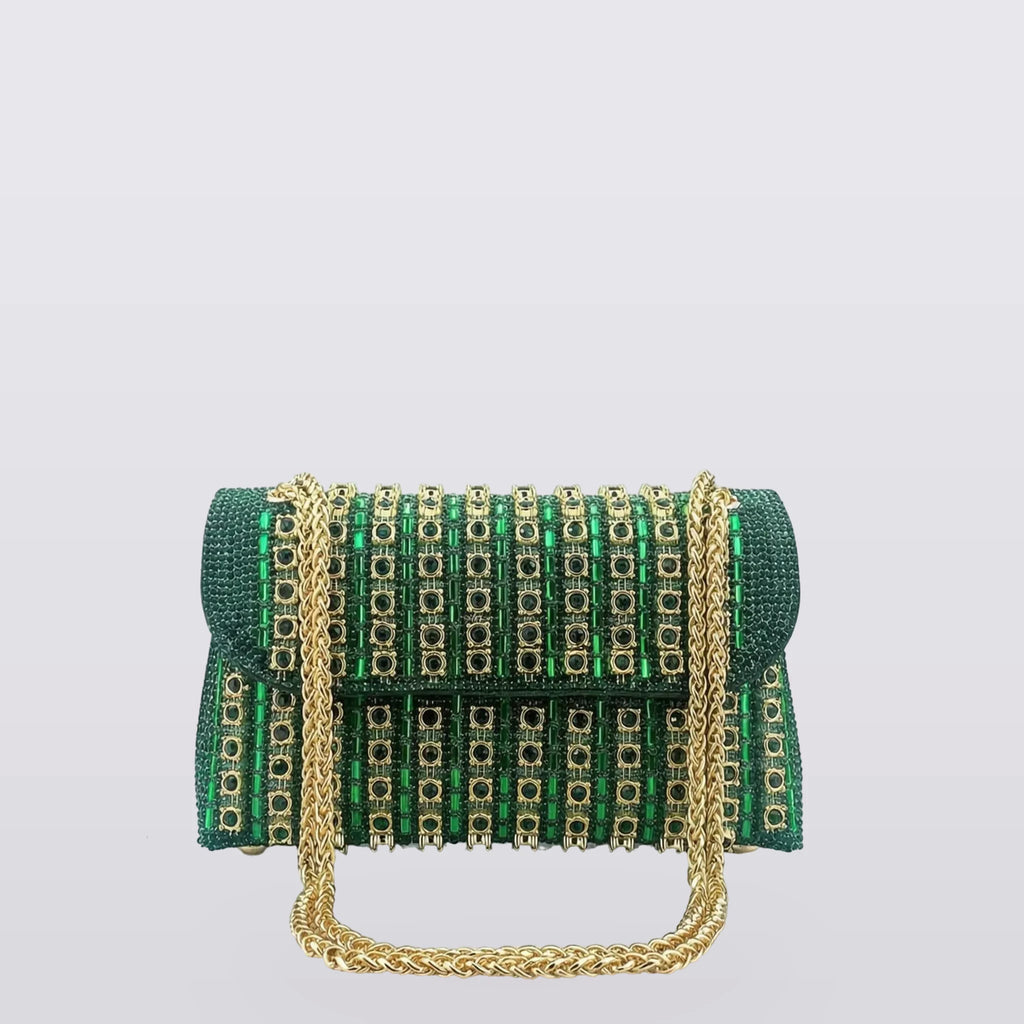 Sereva - Beaded Flap-Over Chain Bag