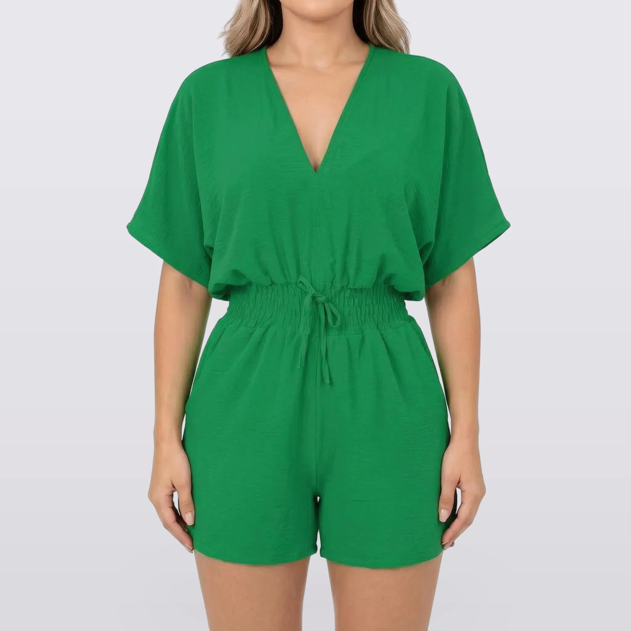 Talise - V-Neck Drawstring-Waist Playsuit